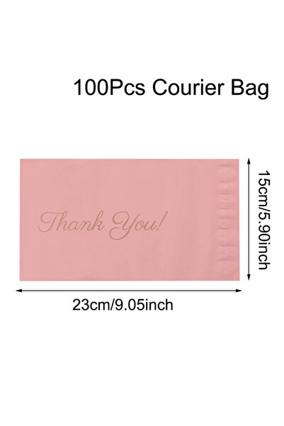 Choice ١٠٠ كيس وردي اللون، مقاس ١٥×٢٣ سم، مكتوب عليه "شكراً لك"، بتصميم بسيط، مثالي للمكاتب وتغليف الهدايا.