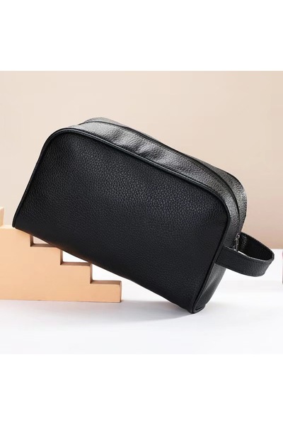 Choice حقيبة مستحضرات تجميل سوداء جديدة للرجال، سعة كبيرة، مزودة بسحاب، مصنوع...