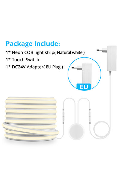 Choice شريط إضاءة LED جديد بتقنية COB، أبيض طبيعي، بطول 2 متر (6.56 قدم)، بجه...