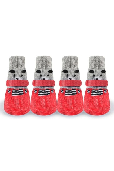 Choice S CF009-RD 4-Pack of Non-Slip Dog Socks to Prevent Licking and Biting ...