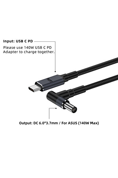 Choice كابل شاحن عالمي لأجهزة الكمبيوتر المحمولة USB-C PD إلى DC بقدرة 65 واط...