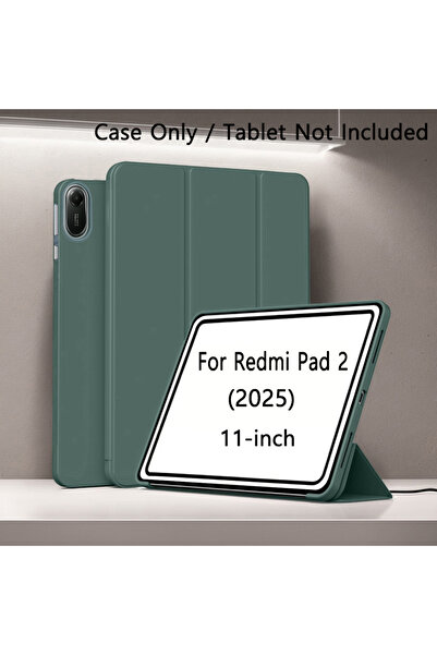 Choice غطاء ذكي قابل للطي مغناطيسيًا باللون الأخضر الداكن لجهاز Redmi Pad 2 2025 مقاس 11 بوصة، مع حامل ثلاثي الطيات، ومقاوم للصدمات.