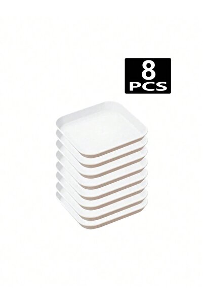Choice 8 قطع 4/8/12 قطعة طبق بلاستيكي أبيض مربع الشكل طبق عظم البصق طبق حلوى ...