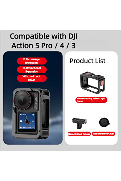 Choice قفص رونكوين الأساسي لجهاز Action 5 Pro المعدني الواقي للفيديو مع قاعدة...