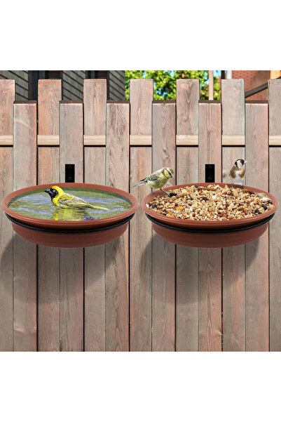 Choice صينية تغذية الطيور على السياج - قطعتان، حوض استحمام للطيور البرية يُثب...