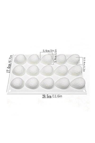 Choice قوالب سيليكون بيضاء بـ 15 تجويفًا على شكل فراولة، مثالية لخبز الموس وت...