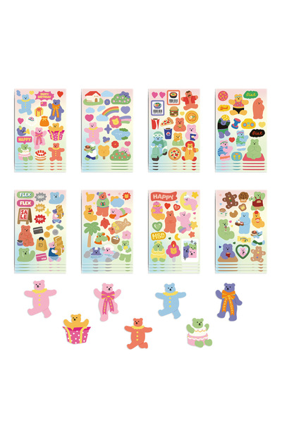 Choice ٨ أوراق من ملصقات الدببة الكورية اللطيفة للاستخدام اليومي، مناسبة لأجهزة الآيباد، وسجلات القصاصات، والقرطاسية، والكمبيوتر، والغيتار.