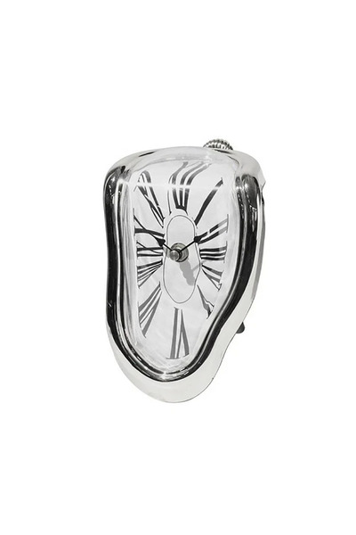 Choice ساعة فضية عتيقة ملتوية تذوب بشكل إبداعي، ساعة صامتة بزاوية قائمة تذوب ...