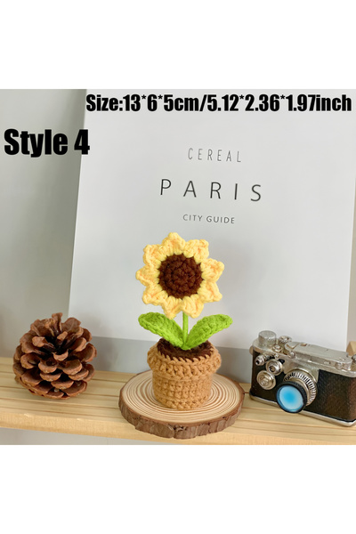 Choice النمط 4: قطعة واحدة من الزهور الاصطناعية المصنوعة يدويًا بالكروشيه، نب...