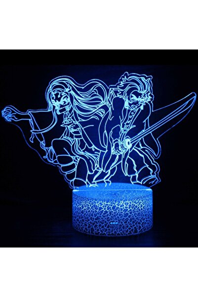 Miniso USB Plug dark blue 7 colors Kimetsu No Yaiba Nezuko Kamado Figure 3D Led Night Light for Bedroom Dec
