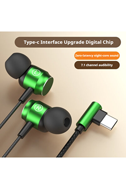 Choice سماعات رأس خضراء من النوع C، صوت ستيريو 6D، تصميم معدني، سماعات أذن سل...