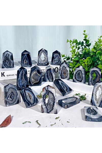 Choice 100-150g Black onyx 1PC Random High Quality Black Onyx Geode Agate Gat...
