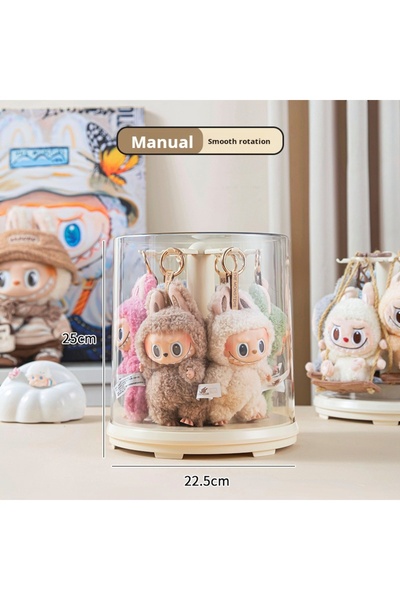 Choice Non-electric model Labubu Hanging Ornament Display Box Transparent Rotating Labubu Plush Toy Doll Fi