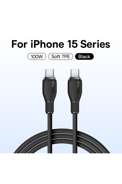 Baseus كابل USB-C إلى USB Type-C أسود بطول 1.2 متر، يدعم الشحن السريع PD بقدرة 100 واط