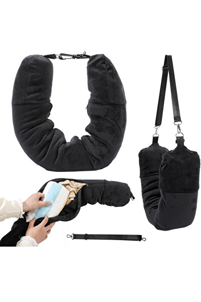 Choice black Convertible Travel Pillow - U-Shaped Neck Support, Hands-Free Ai...