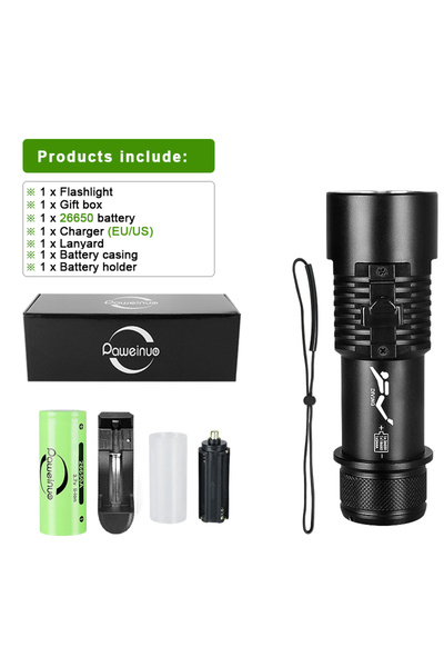 Choice مصباح غوص XHP199 C2-26650-BOX بقوة 600000 لومن، مصباح غوص LED XHP199 ل...