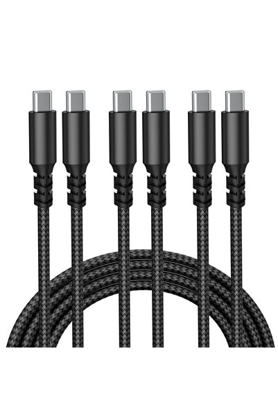 Choice كابل USB-C أسود بطول متر واحد، 3 قطع، بقدرة 60 واط، يدعم الشحن السريع ...