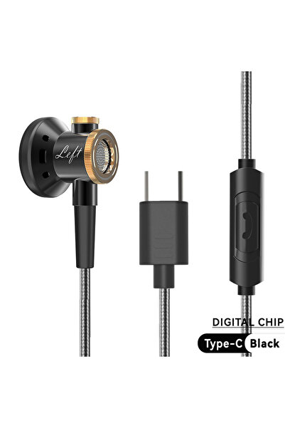 Choice سماعات أذن داخلية معدنية سوداء من النوع C، عالية الدقة، 3.5 ملم/من الن...