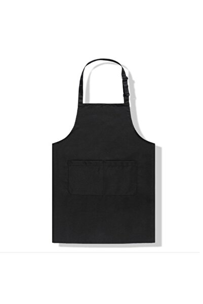 Choice مريلة مطبخ سوداء مقاومة للماء مصنوعة من البوليستر والقطن، مزودة بجيب ك...