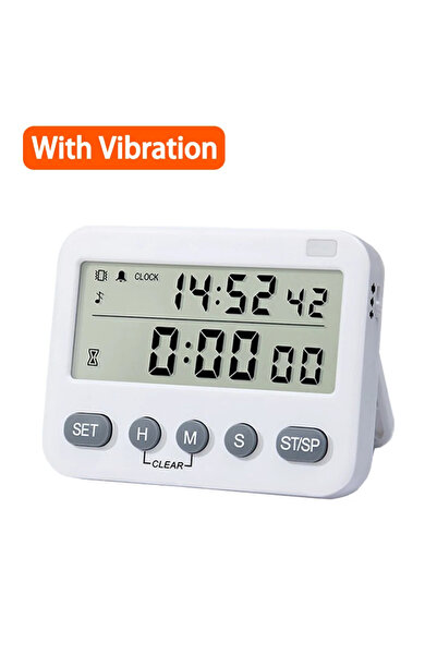 Choice1 مؤقت رقمي مزدوج مع خاصية الاهتزاز وشاشة LCD كبيرة، مؤقت عد تنازلي للط...