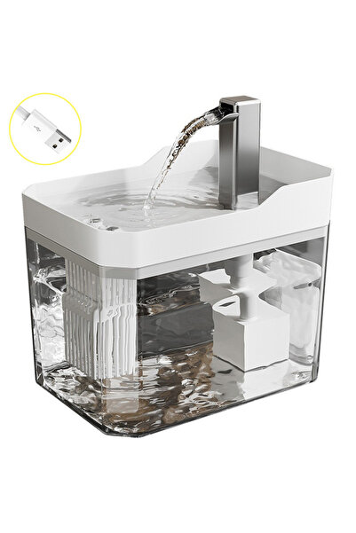 Choice فلتر نافورة مياه للحيوانات الأليفة أوتوماتيكي أبيض سعة 1.5 لتر، وعاء ش...