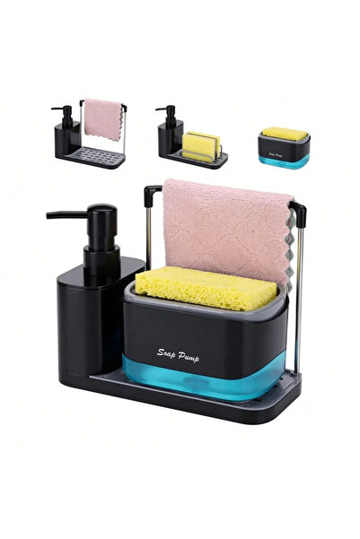 Choice موزع صابون مطبخ متعدد الوظائف أسود موزع صابون يدوي للأطباق مع موزعي صا...