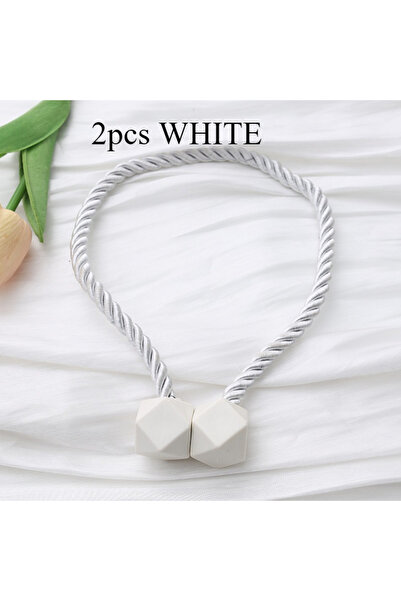 Choice قطعتان من أشرطة الستائر المغناطيسية البيضاء القوية - تصميم حبل ملتوي ع...