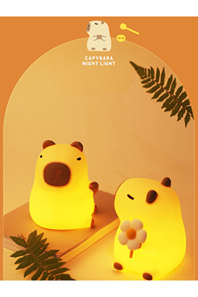Acornia Sevimli Capybara Gece Lambası - Çiçekli