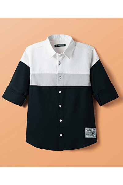 Pine kids Cotton Woven Full Sleeves Solid Color Block Shirt - Multicolor