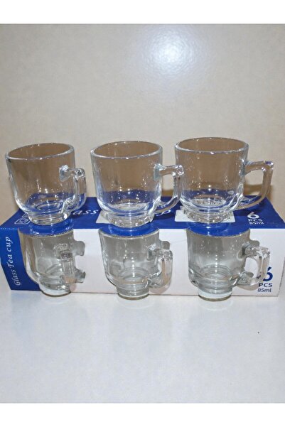 WDA Glass Tea Cup Set with Handle – 6 Pieces, 85 ml Clear Tea Cups