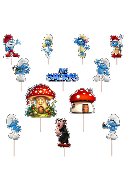 Bita Decorations Set figurine tort/brioșe Ștrumfii, Bita Decorations, Photo Paper Glossy