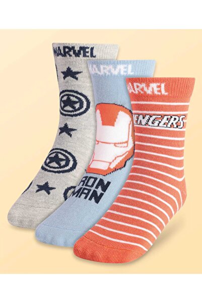 Pine Kids Marvel جوارب محبوكة مضادة للبكتيريا، مخططة ومزينة بشخصيات المنتقمون...