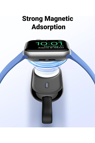 Veger شاحن محمول لساعة أبل، سعة 1200 مللي أمبير، قدرة 2.5 واط، بنك طاقة مغناطيسي لساعة أبل - أسود