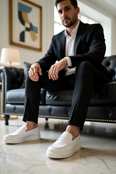 BENERLY Men's Leather Laceless Sneakers Round Toe Flat Sole Functional Durabl...