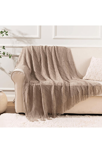 DOMEET بطانية أريكة بيج مقاس 127×173 سم