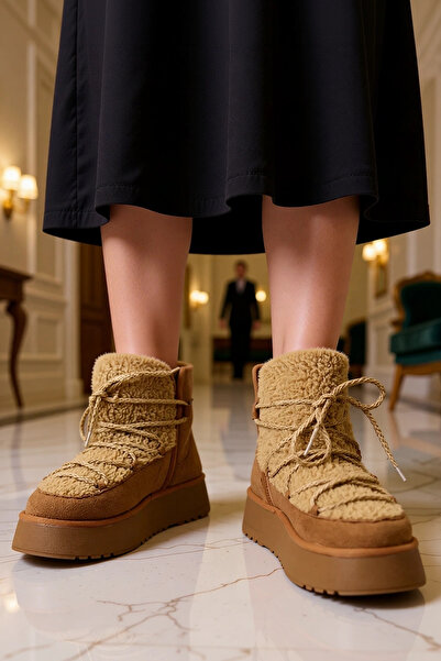 BENERLY Γυναικείες μπότες με στρογγυλή μύτη και δεμένα κορδόνια, με επίπεδη σ...