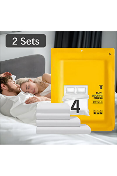 almihomi 2-Pack King Size Disposable Bedding Set, 240×240cm Hotel-Grade Sheet, Duvet Cover & Pillowcases