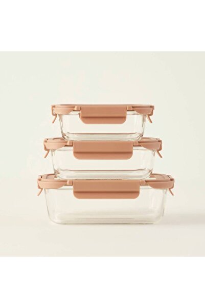 Bella Maison Terra 3-Piece Glass Storage Container Set Beige