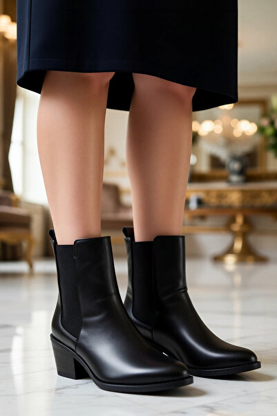 BENERLY Γυναικείες μπότες με μυτερή μύτη και τακούνι από ελαστικό συνθετικό δ...