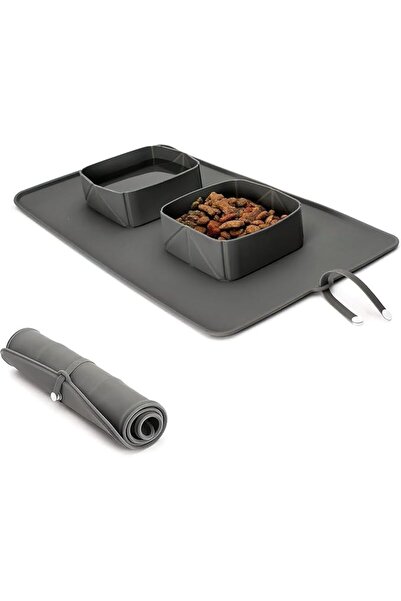 Arabest Dog Feeding Mats, Portable Pet Feeder, Silicone Bowls for Dog and Cat Travel, Collapsible Dish