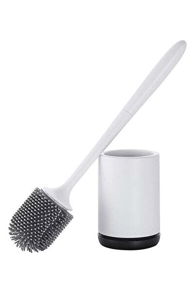 Generic Silicone Toilet Bowl Brush Set White/Black 43 x 11cm