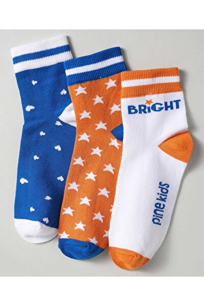 Pine kids Knit Ankle Length Antimicrobial Socks Heart & Star & Text Design (P...