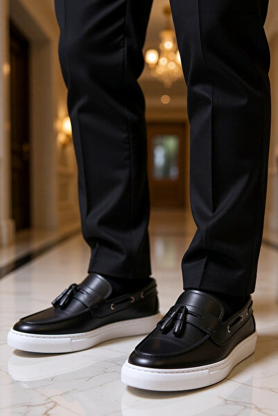 BENERLY Pantofi pentru bărbați din piele, cu ciucuri, fără șireturi, cu talpă...