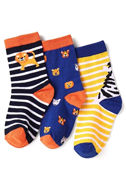 Cute Walk by Babyhug Knit Ankle Length Socks Animal Design &Stripes (Pack of ...
