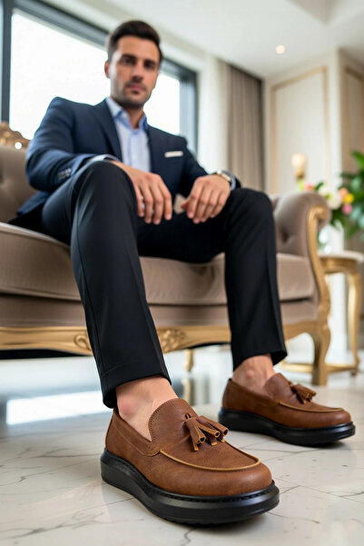 BENERLY Ανδρικά αθλητικά παπούτσια με στρογγυλή μύτη και φούντες χωρίς κορδόν...