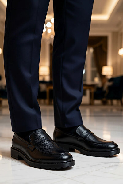 BENERLY Pantofi din piele pentru bărbați, fără șireturi, cu talpă plată, func...