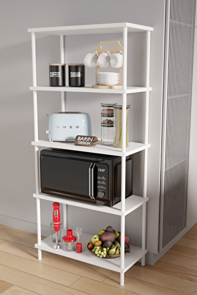 BARIN DESIGN 5 Raflı Çevir Kur Modern Metal Gövdeli Raf | Mutfak, Kiler, Depo...