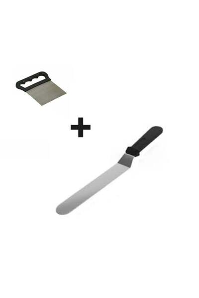 Evvano Set of 2 Dough Shaping Slanted Pastry Spatulas and Metal Dough Cutter ...