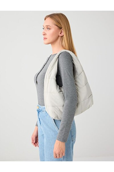 Jimmy Key Gray Parachute Fabric Zippered Shoulder Bag