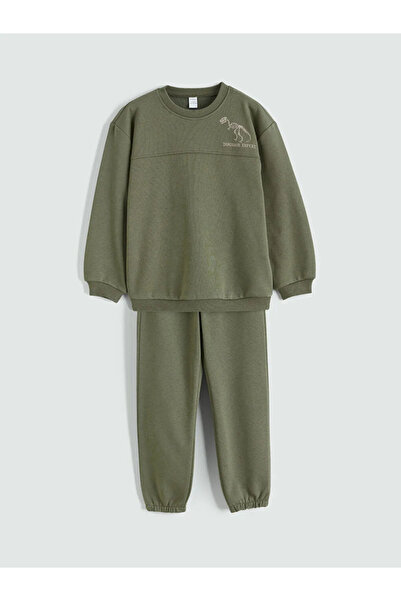 LC Waikiki Lcw Kids Dinosaur Printed Boys' Sweatshirt and Sweatpants Kids Tracksuit Set